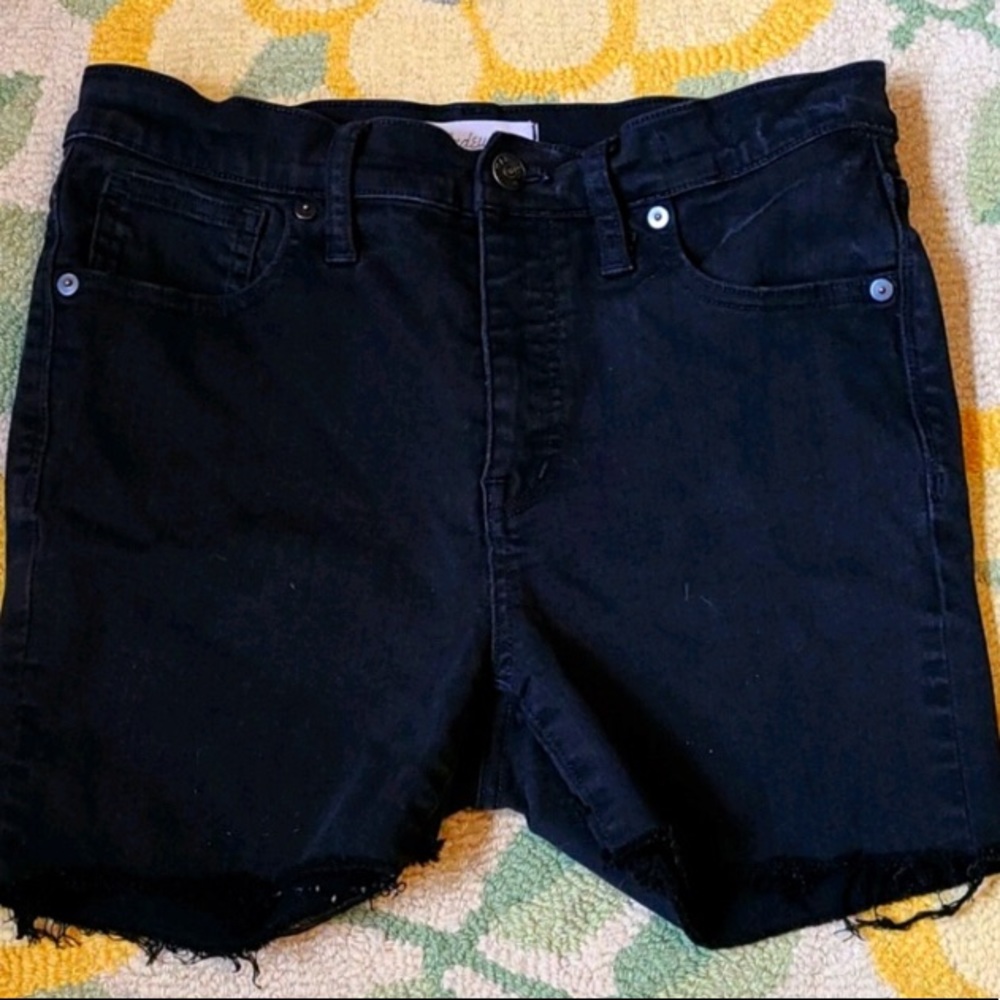 Madewell black distressed cut off jean shorts